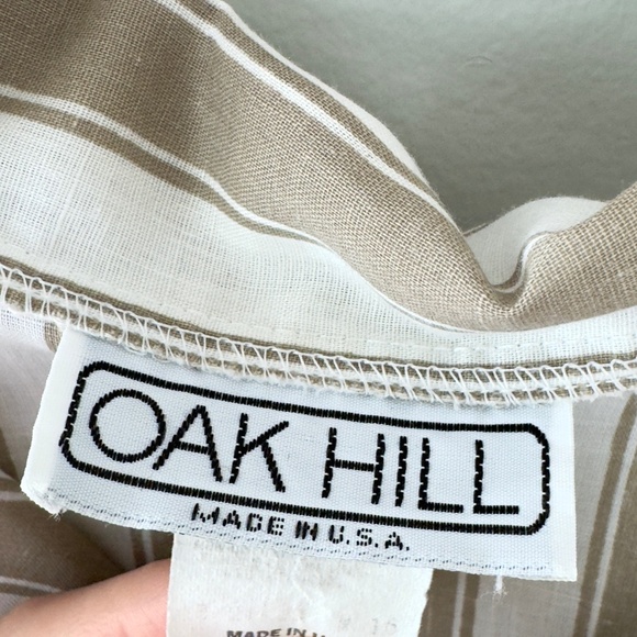 Oak Hill Vintage Beige/White Striped Short Sleeve Button Up Shirt - Picture 10 of 11